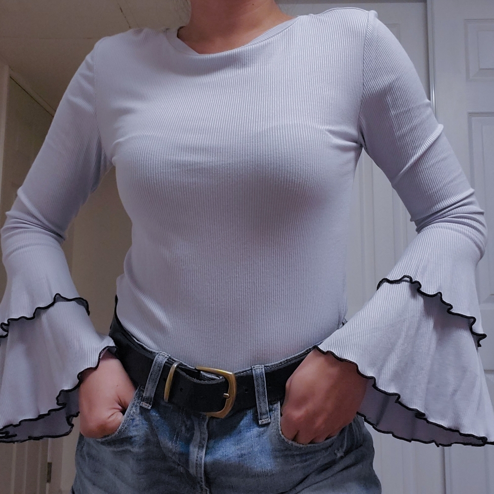Trim rib-knit top